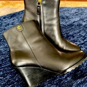 Ralph Lauren Leather Wedged Booties